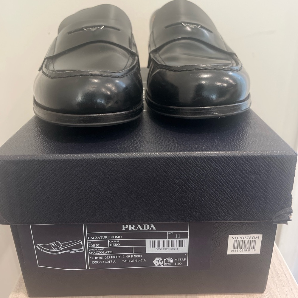 Prada brushed leather loafers